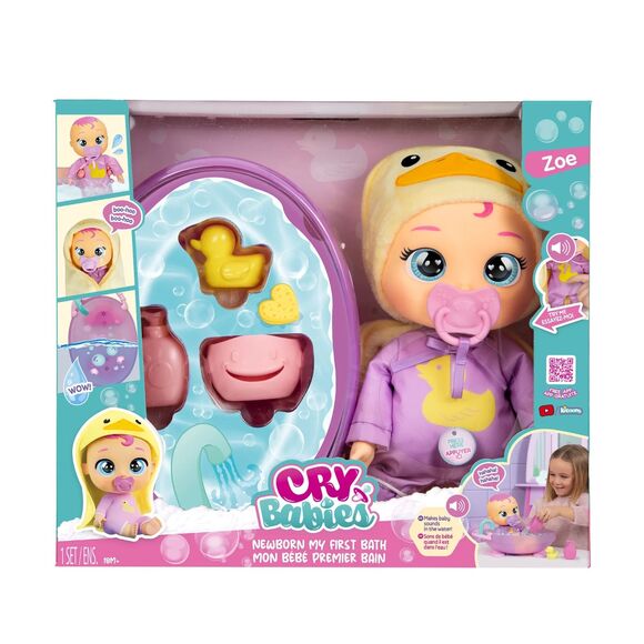 Cry Babies Newborn My First Bath Zoe Baby Doll 6pc Set w/ Bath Tub New in Box - Picture 1 of 2